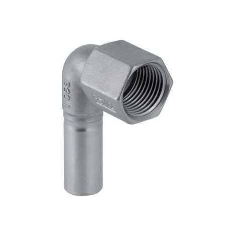 Geberit Mapress Curva di transizione a 90° in acciaio inox con filetto femmina ed estremità a innesto, 33203
