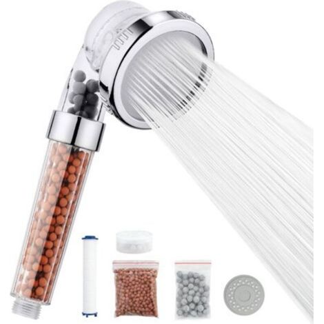 Pommeau de Douche 3 Modes, Haute Pression et Filtration Anticalcaire, Économiseur d'Eau avec Filtre Remplaçable en Coton PP, Douche Puissante et Hygiénique pour Maison, M22025