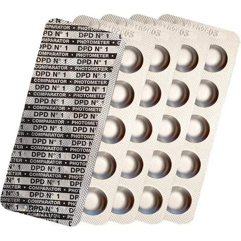 Pastilles de test photomètre Chlore DPD1, DPD3, Oxygène actif DPD4, valeur du pH Phenol Red, Alkalinity M, CYA Test, Testeur d'eau de piscine 50x 100x 250x 500x (DPD1 / 50x) (1/3)