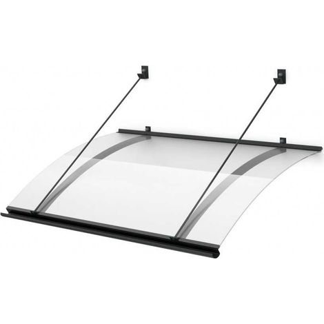 Auvent De Porte Chamblas Aluminium Acrylique Gris Anthracite 120 Cm (1/4)