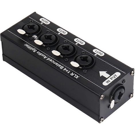 Répartiteur audio symétrique XLR 1x4, boîtier de distribution de signal audio bidirectionnel 6,5 XLR 1 entrée/4 sorties (1/5)