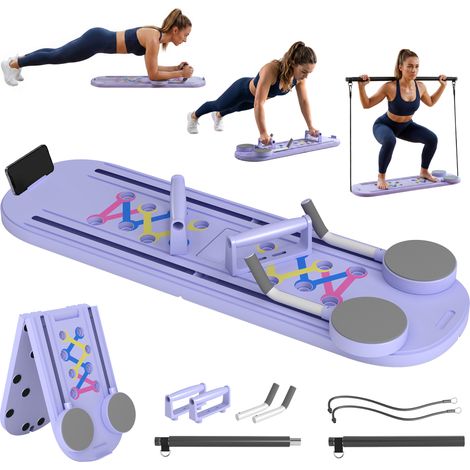 Tavola Pilates 5 in 1 Pieghevole, Set Reformer per Allenamento Casa, Blu Chiaro