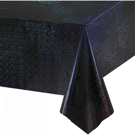 Nappe Noir Paillettes - Nouvel an Nappe de Fête Jetable Foil Brillant Décoration pour New Year 2026 Sorcières Fantômes Citrouille Effrayante (1/4)