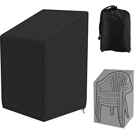 Housse de Chaise de Jardin pour Empilable Housse de Protection Fauteuil de Jardin en Tissu Oxford 210D Imperméable, Housse Chaise Jardin Exterieur Anti-UV/Vent (120/80x65x65cm) (1/5)