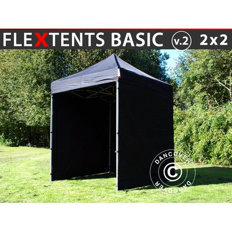 Pop up gazebo FleXtents Basic v.2, 2x2 m Black, incl. 4 sidewalls