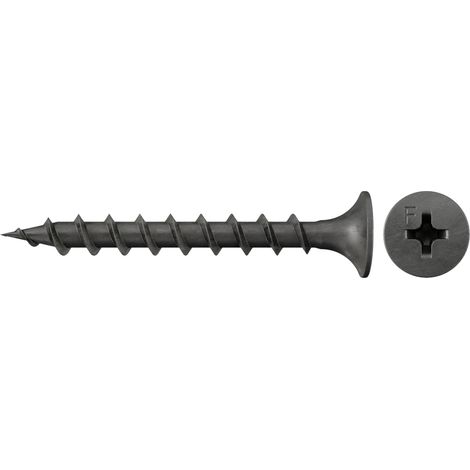 Vis 3,9x35 phosphatée anti-corrosion à tête fraisée cruciforme et filetage large pour plaque de plâtre/Boîte de 1000 (1/2)