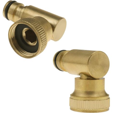 Elbow Pipe Adapter Female Thread 3/4" Rotary Coupler Hose Adapter 360° Brass Fittings (2 Pieces) (1/5)