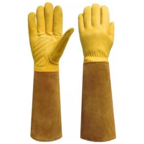 NALOOKAMIC  Gants de protection contre les épines, gants de jardinage longs, anti-cueillette d'épines et anti-coupure, taille 11,5 cm - Marron