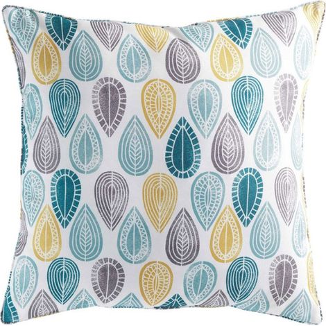 Coussin Déco "Palpito" 60x60cm Blanc & Bleu (1/4)