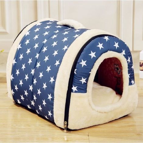 [M] Panier, Lit, Coussin, Canapé, Tente, Niche pour Chien chaud Pliable Lavable déhoussable Résistant pour Chien Chat Animaux - Bleu (1/4)