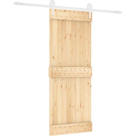 Sliding Door Natural and White 80 x 210 cm Solid Pine Wood vidaXL (1/5)