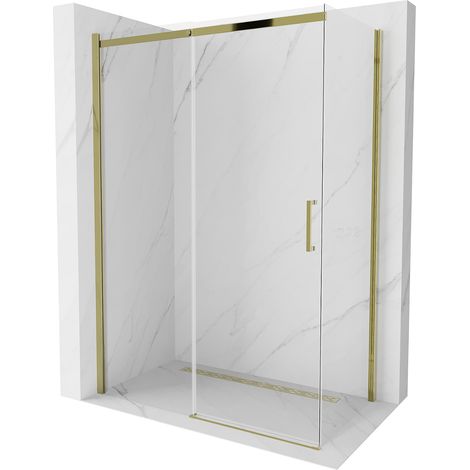 Mexen Omega cabina de ducha corredera 140 x 70 cm, transparente, dorada - 825-140-070-50-00 (1/5)