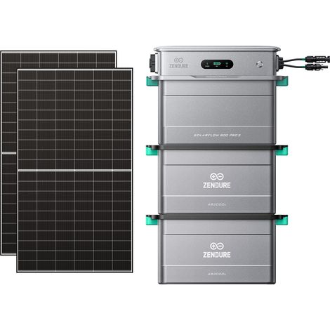 Zendure SolarFlow 800 Pro 2 - Stockage énergétique solaire domestique 800W, gestion intelligente, IP65, avec 500Wx2 Panneau Bifacial, avec 2xAB2000L