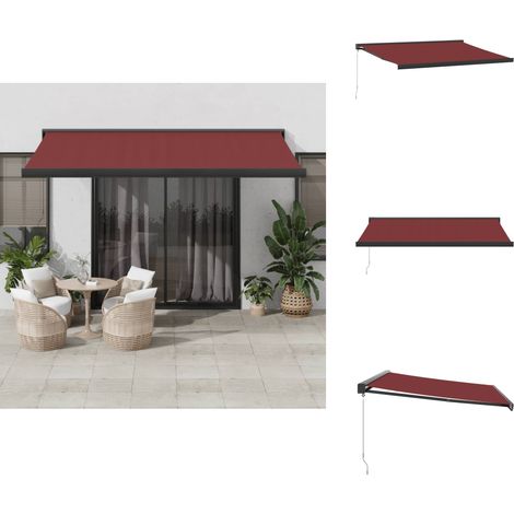 Auvent manuel rétractable bordeaux 400x300 cm - Auvent Retractable - Stores Exterieurs - Parasol - Protection Solaire - Terrace (1/5)