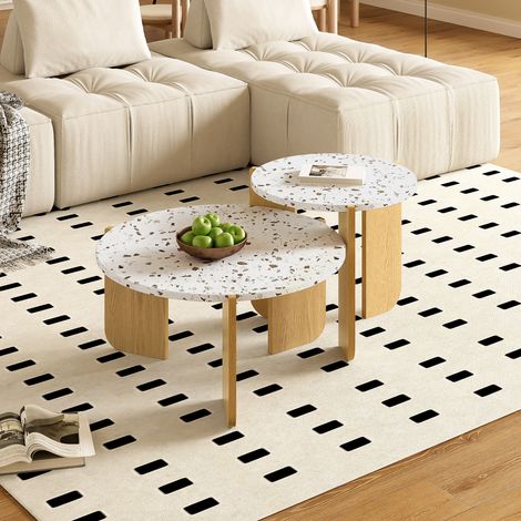tavolo soggiorno 70x70 set impilabile MDF naturale OKMYHOME (1/5)