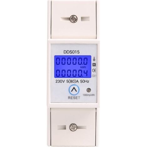 Compteur d'Energie Numérique LCD Ecran de Eétroéclairage 580A 230V 50Hz Wattmètre Monophasé Montage sur Rail pour Mesurer l'Energie Electrique (1/5)