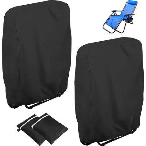 2-piece protective cover for folding sun loungers, windproof, UV-resistant and waterproof protective cover made of Oxford fabric for folding garden chairs, protective cover for garden sun loungers (Bl (1/5)