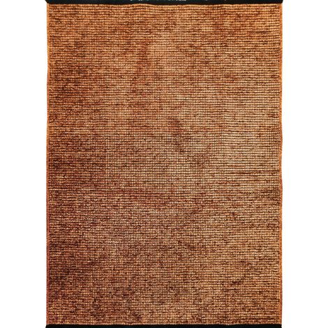 MILANO - Tapis tissé plat coton noir et reflet lumière orange 160x230 (1/5)