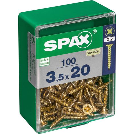 Boîte 100 Unités. Vis A Bois Spax Cab. Plat Yellox 3.5x20mm Spax (1/2)