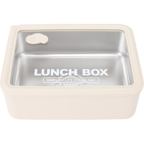 Boîte Repas Visible 304 Inox Portable pour Microwave Safe Picnic École Voyage Large 1200ml Beige (1/5)