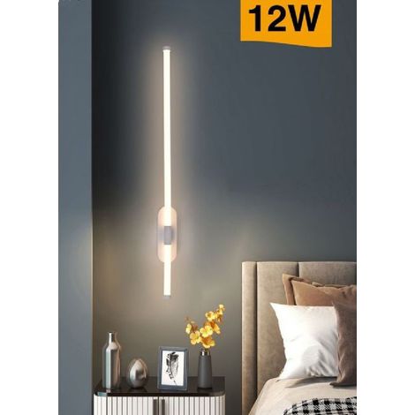 TRADE SHOP - Applique A Led 12 Watt Tubo Lungo Bianco Moderno Luce Fredda Calda Naturale E80 - -Bianco Caldo -