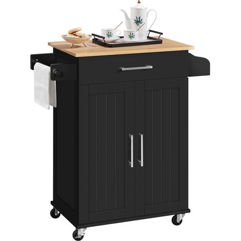 Homevive Carro de Cocina con Ruedas Carrito de Servicio Madera Estantería de Cocina para Comedor Salón, 66 x 45,5 x 91,5 cm Negro (1/5)