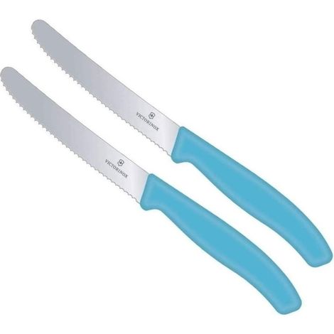 Victorinox Ensemble de couteaux de table Classique suisse Bleu Caraïbes Puissance de coupe optimale Durable et compatible lave-vaisselle Apporte une touche de couleur à votre cuisine