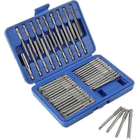 Kit de 50 embouts de tournevis électrique en acier (plat, cruciforme, en U, hexagonal, douille) pour outil rotatif (1/4)