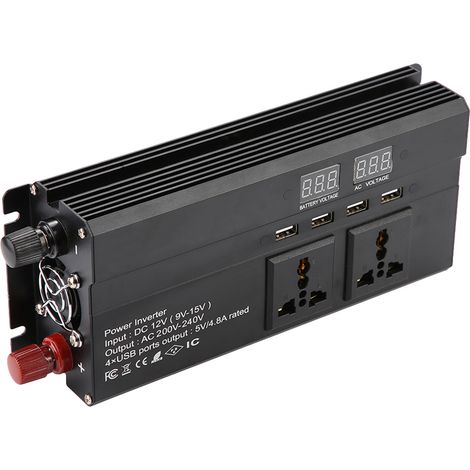 Convertisseur de voiture 1200 W/3000 W (DC 12 V vers norme européenne 220-240 V) - Exclusivité entrepôt à l'étranger (1/5)