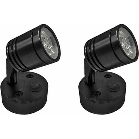 2 pices 12V LED Spot Lampe de Lecture Murale Lampe de Chevet Interrupteur rglable Camping-Car Caravane cylindrique Flexible Lab (1/4)