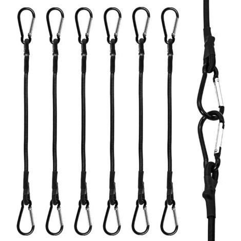 Tendeurs Elastique avec Mousqueton, 6 Pcs Robuste Tendeur Elastique, 60CM Tendeurs Elastique avec Crochets pour Camping, Bâches, Tente, Bagages, Voitur et Motos (1/5)