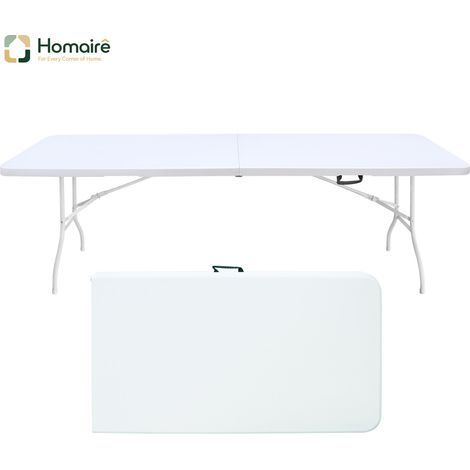 HOMAIRE Table pliante portable robuste 244cm avec poignée pour camping, pique-niques et intérieur/extérieur, capacité 135KG