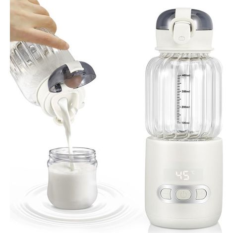Calientabiberones portátil,calentador de agua portátil para coche de 400 ml,temperatura ajustable de 37 °C a 55 °C (blanco) (1/2)
