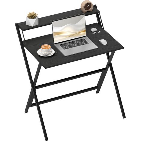 HOMCOM 81.5 cm Folding Computer Desk for Small Spaces Bedroom, Black (1/5)