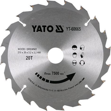 Lame de scie en carbure 210 x 30 mm, 20 dents