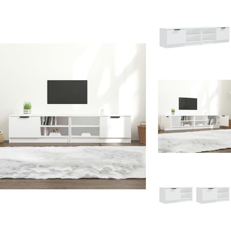 Meubles TV 2 pcs Blanc 80x35x36,5 cm Bois d'ingénierie - Meuble Tv - Meuble Téléviseur - Support Tv - Unité Tv - Design Moderne (1/5)