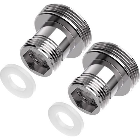 Lot de 2 Adaptateur robinet, Filetage extérieur M16 vers M22, Laiton chromé, Joint inclus, Cuisine Salle de bain (1/5)