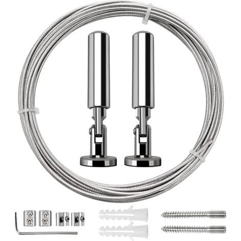 5m Tringle à rideaux Kit, Câble en Acier pour Rideau, pour Rideau, corde à linge de balcon,Argent (1/4)