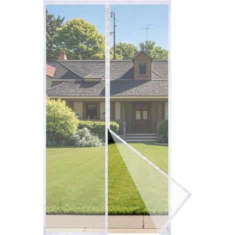 Prime Magnet-Fliegengittertür, Netzvorhang, Magnetdichtung von oben bis unten mit automatischem Schließen, hält frische Luft im Inneren (120 x 210 cm, weiß)