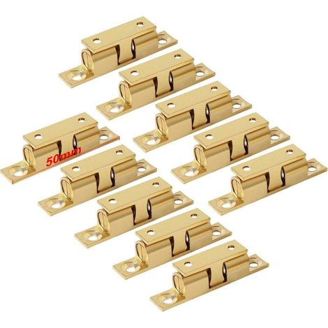 Laiton Double Loqueteau à Billes 50mm Rouleau Loquetaux Fermeture pour Placard Meubles Porte Armoire Loquet Serrure de Portiere (10 Pcs) (1/5)