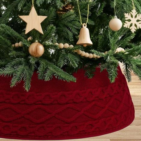 Jupe de sapin de Noël en tricot - MICH - 71 cm - Rouge - Tricot tridimensionnel - Cache pied sapin (1/5)