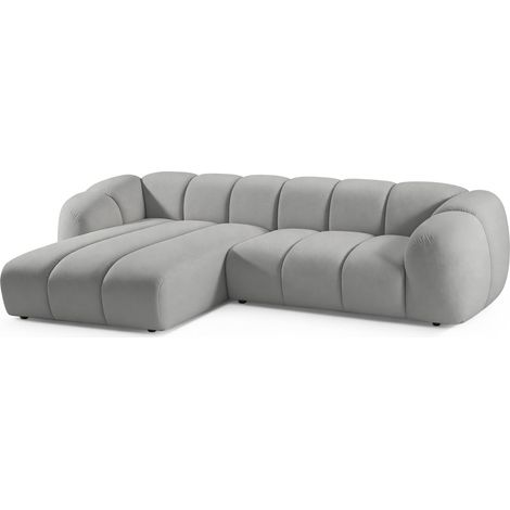 Selsey Millma - Canapé d'angle - 300 cm - velours Gris clair (1/5)