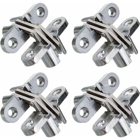 4 pièces Pliante Charnière cachée Croix charnières Charnière Alliage Zinc Invisible Charnières invisibles Charnière Porte Installation Facile pour porte pliante en bois et acier inoxydable (1/4)