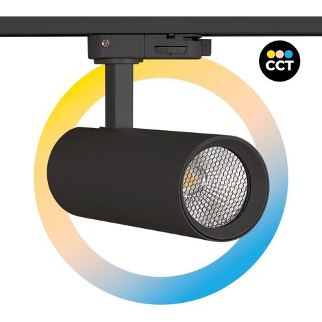 Projecteur LED pour rail triphasé 15W - CCT - CRI90 - 1350 lm - Noir