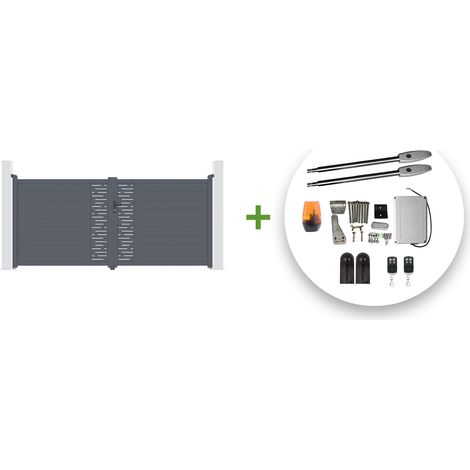 Portail battant électrique ARLBERG 350x160cm gris + Motorisation TANKER B250 (1/5)