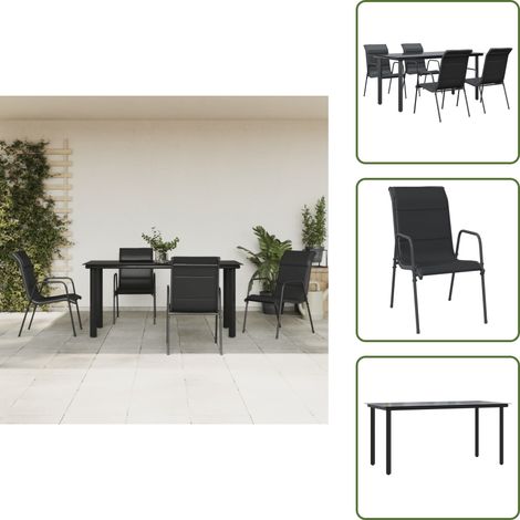 Design esterno - vidaXL Set da Pranzo da Giardino 5 pz Nero in Acciaio e Textilene - Sedie da esterno