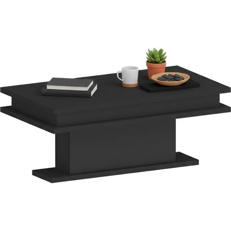 Dmora - Tavolino da salotto Iside, Tavolino soggiorno, Mobile portaoggetti basso, Tavolino da caffè, 100x55h42 cm, Antracite con luce LED