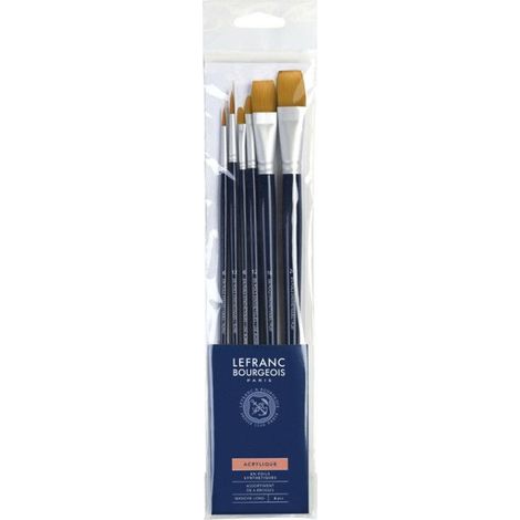 Lot De 6 Pinceaux Synthétiques Pour Acrylique - Lefranc Bourgeois - (1/2)