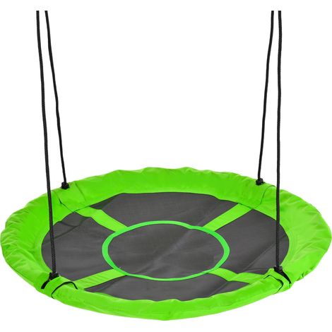 Outsunny Balançoire nid d'oiseau Ronde balançoire Panier Ø 110 cm 4 Anneaux Inclus métal époxy Oxford Haute densité Vert
