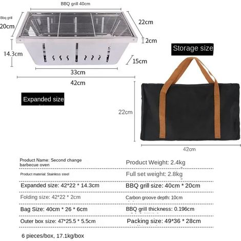 Four barbecue portable IGT, réchaud barbecue portable IGT, réchaud barbecue pliable en acier inoxydable, idéal pour le camping, les pique-niques et les feux de camp. (1/5)